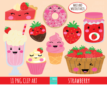 strawberries clipart kawaii