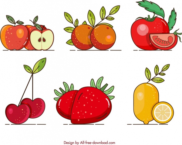 Fruits background apple orange. Strawberries clipart lemon fruit