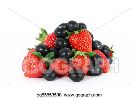 Strawberries clipart strawberry blueberry. Stock illustration and blueberries