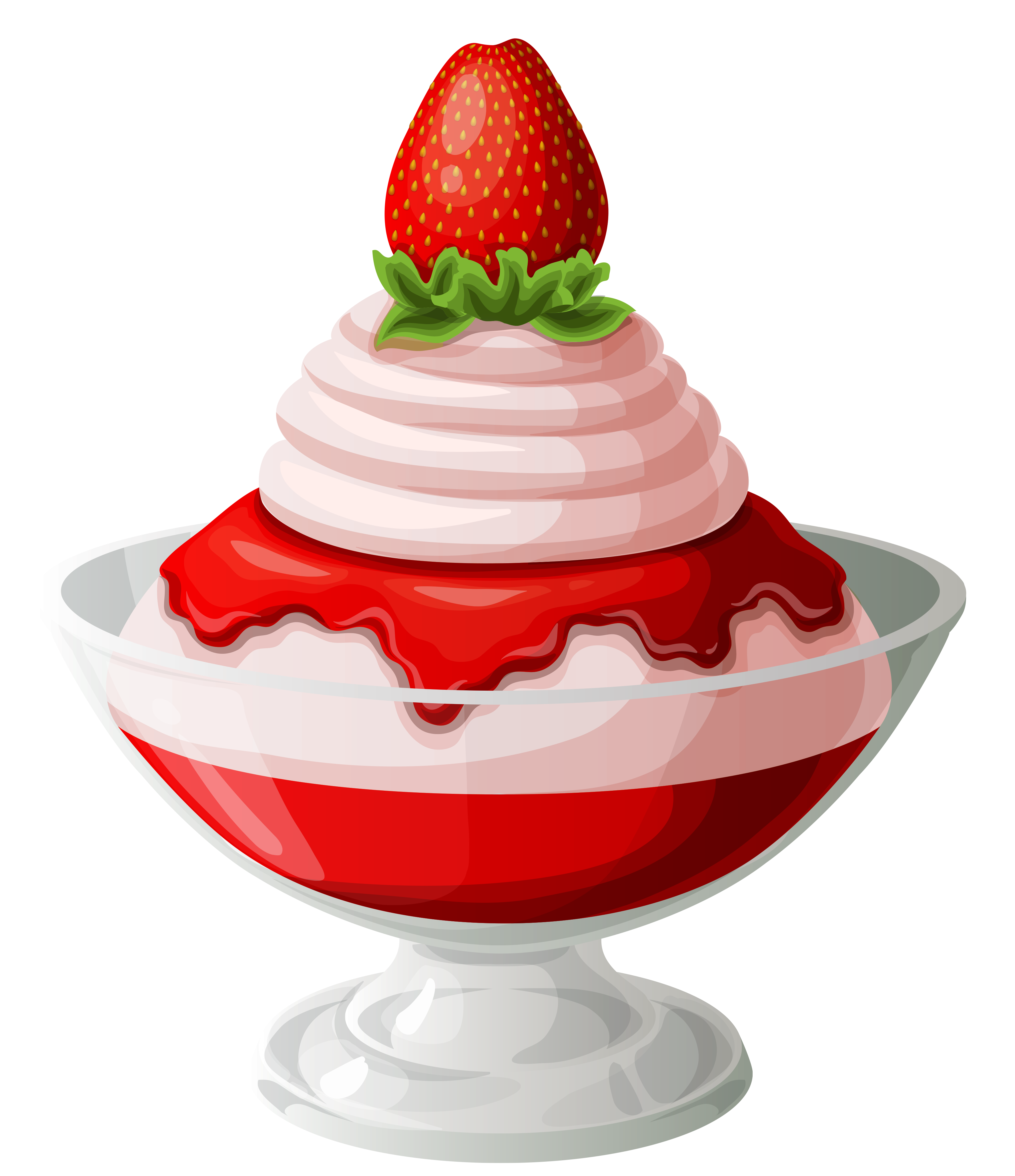 Strawberry ice transparent picture. Sundae clipart whipped cream