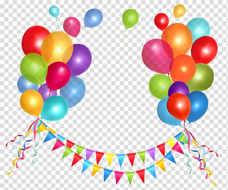 Streamers clipart deco. Birthday cake balloon party