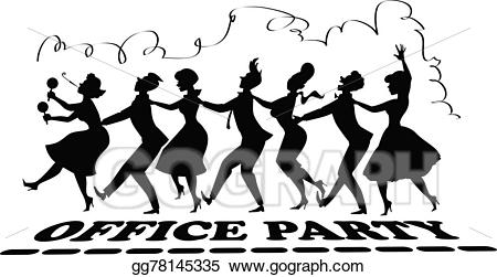 Vector stock silhouette illustration. Streamers clipart office party