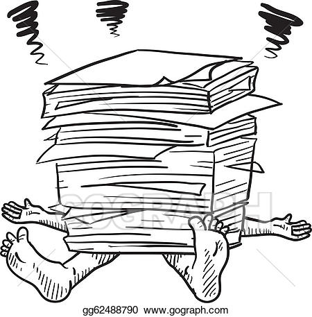 Vector stock sketch illustration. Stress clipart paperwork
