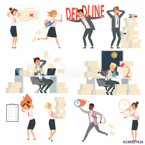 People overworked deadline time. Stress clipart stressed office worker