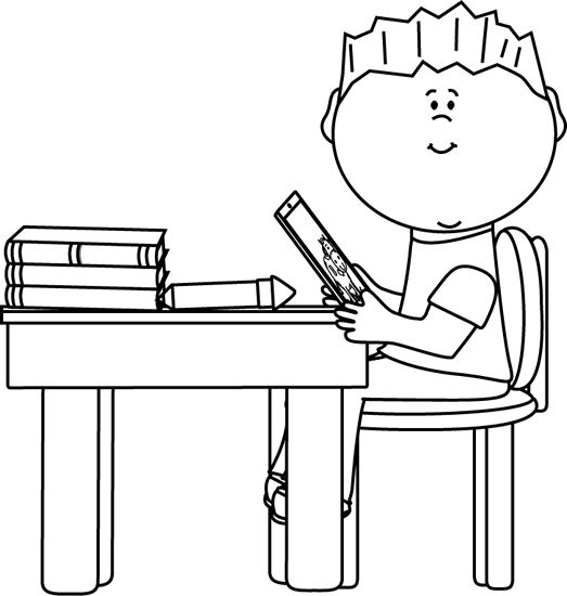 study clipart black and white
