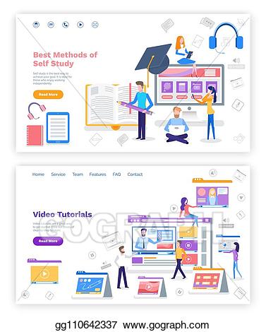 Vector stock online education. Study clipart self study