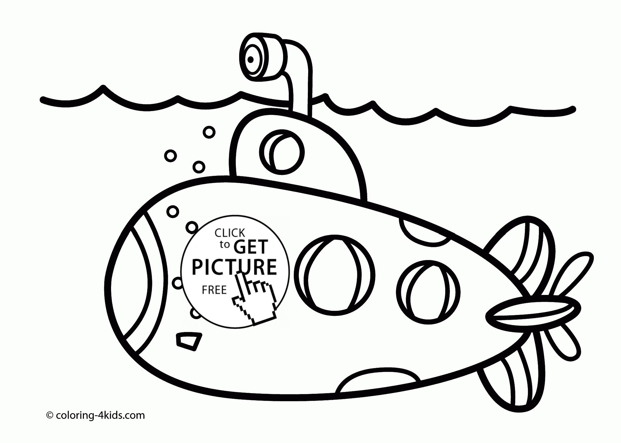 submarine clipart coloring