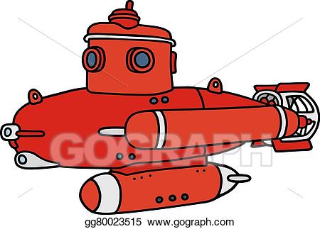 Eps vector small stock. Submarine clipart red
