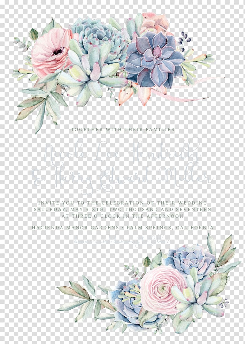 Succulent clipart bohemian. Wedding invitation paper plant
