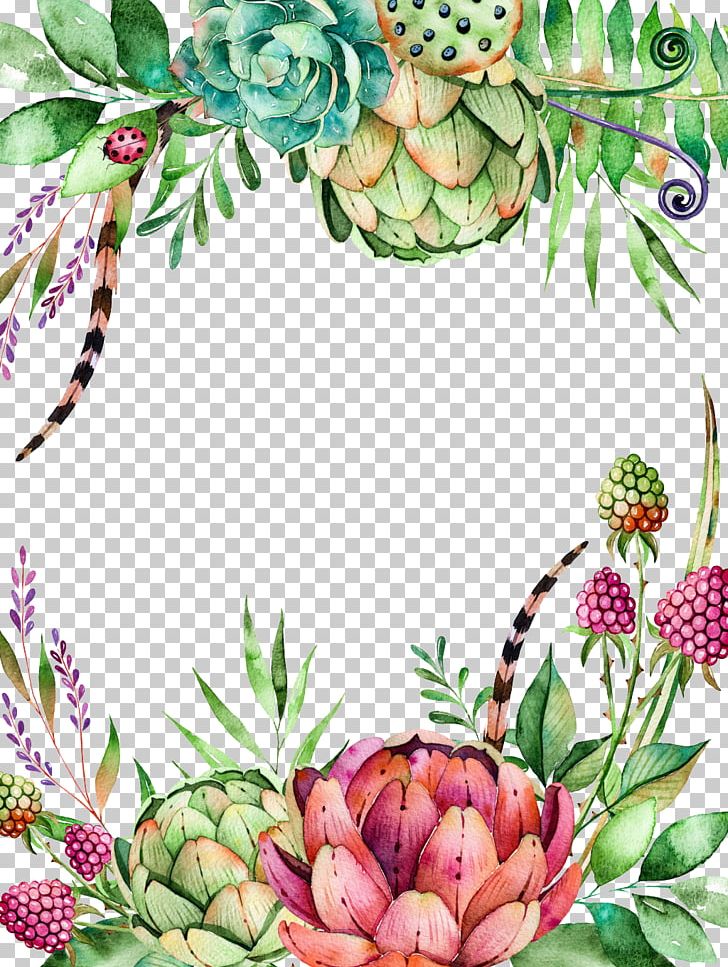 succulent clipart branch frame