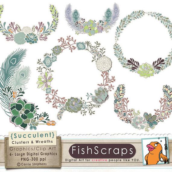 succulent clipart floral border design