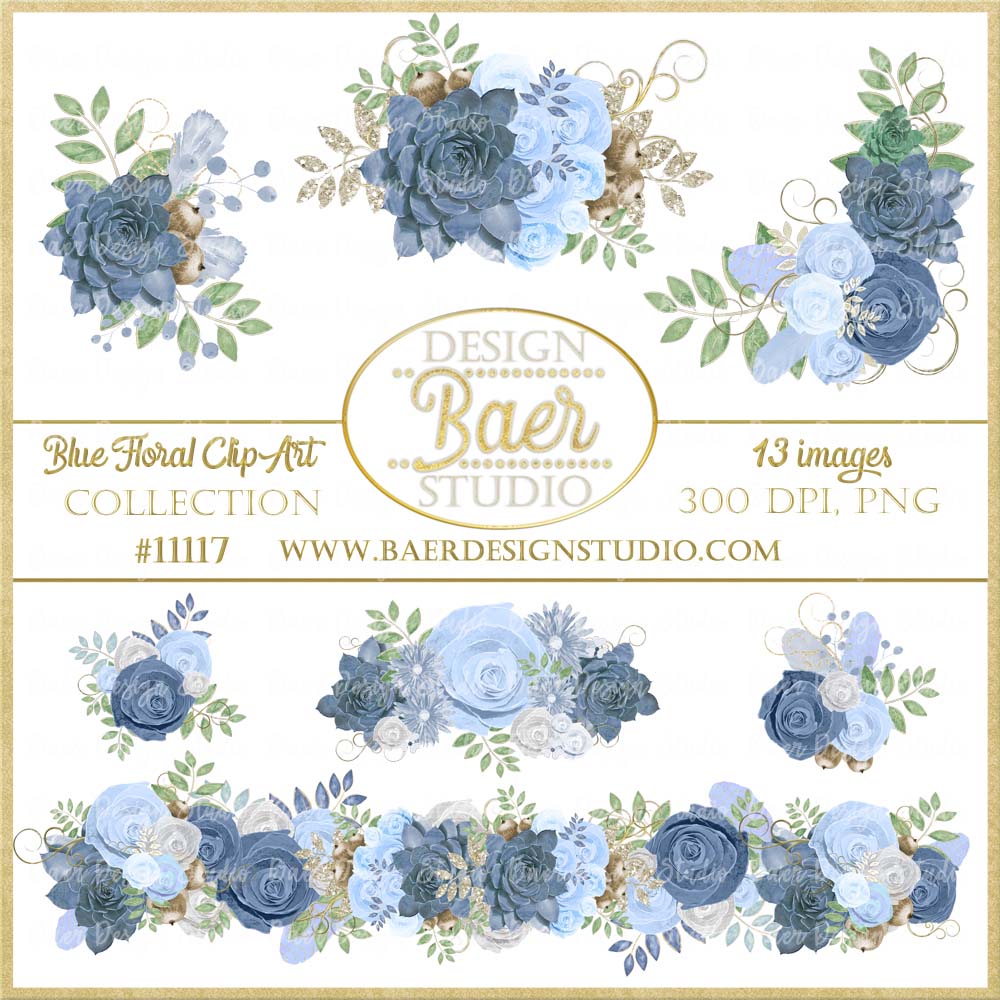 Succulent clipart floral. Blue roses border 
