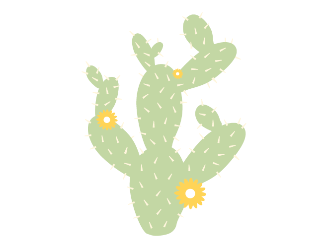 Pear cactus wall decal. Succulent clipart prickly