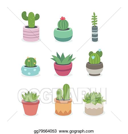 Succulent clipart simple. Vector art cactus and