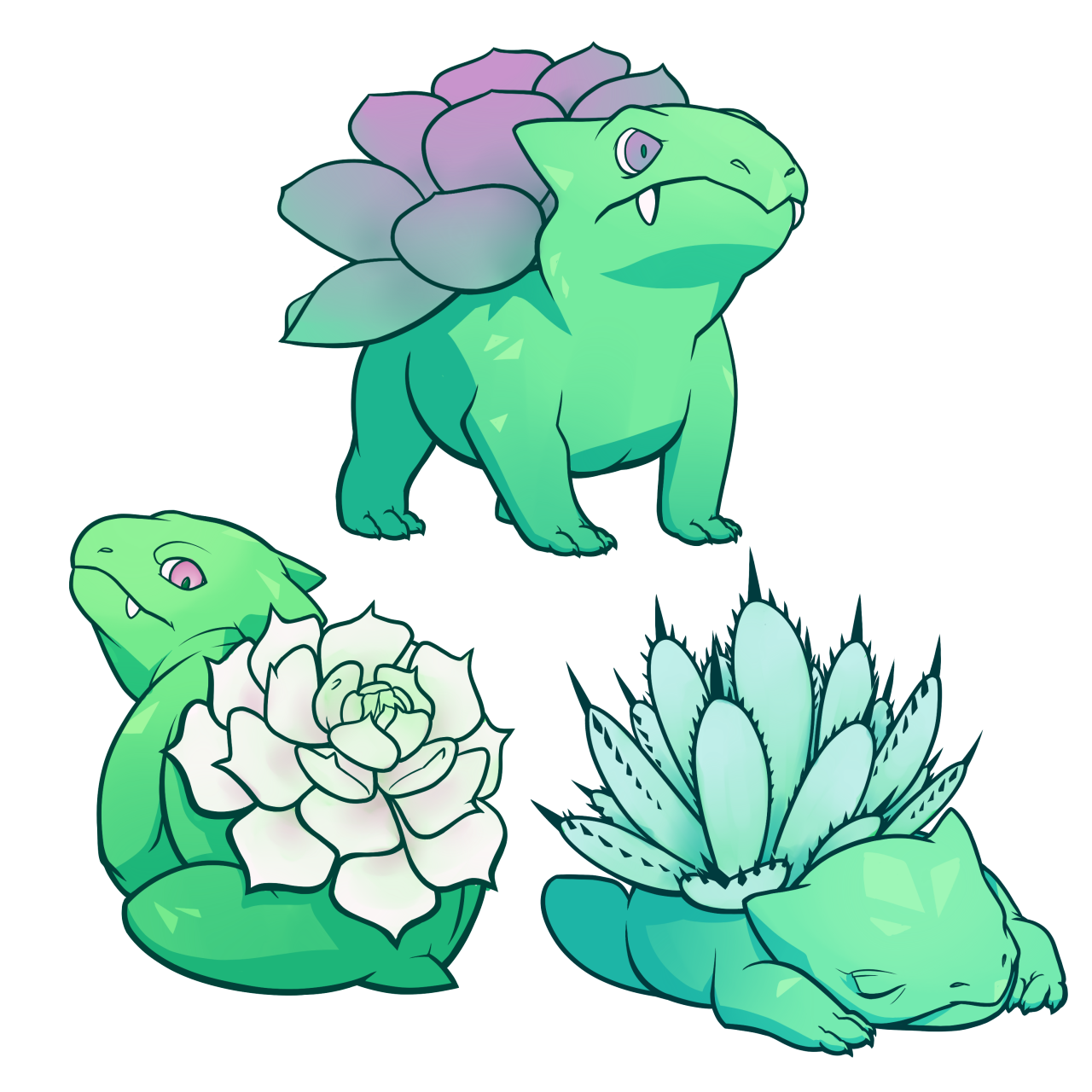 Succulent clipart teal. Ivysaurs do i draw