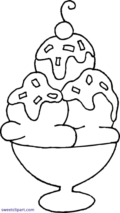 Sundae clipart coloring page. Ice cream sweet clip