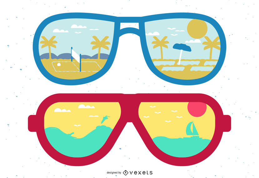 Sunny clipart cool sunglasses. Beach reflection vector download