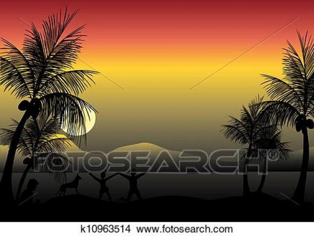 sunset clipart beach front