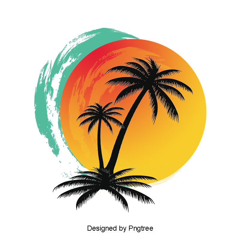 sunset clipart coconut tree