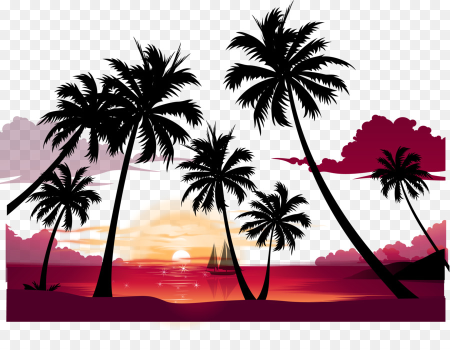 sunset clipart island party