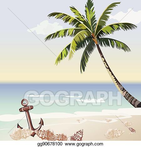 Sunset clipart vintage. Vector art beautiful tropical