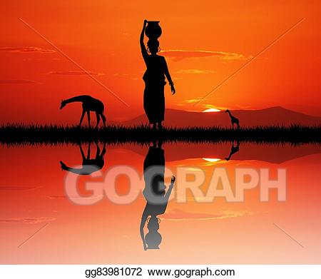 sunset clipart water