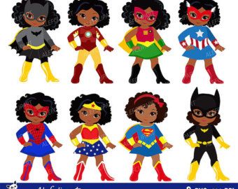 Supergirl clipart african american. Girls superhero clip art