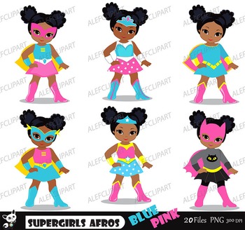Supergirl clipart african american. Multicultural supergirls afros pink