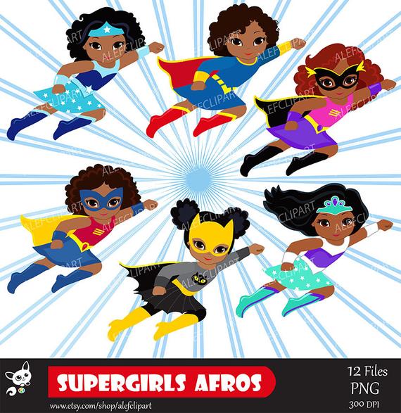 Girls superhero clip art. Supergirl clipart african american