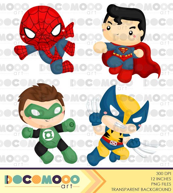 Superhero clip art png. Superheroes clipart chibi