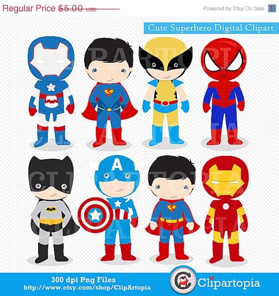 Superheroes clipart digital.  off sale superhero