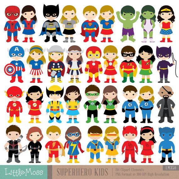 superheroes clipart group superhero