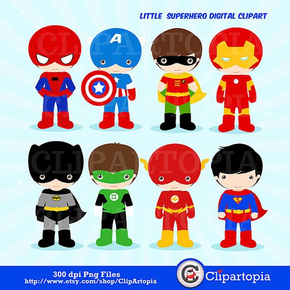 Superheroes clipart little. Superhero digital superboys 