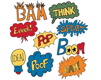 superheroes clipart word art