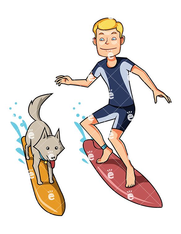 surfing clipart dog beach