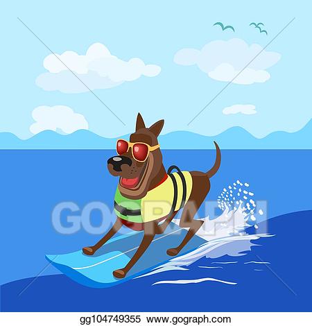 surfing clipart dog beach