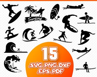 Surfing clipart surfer. Etsy 