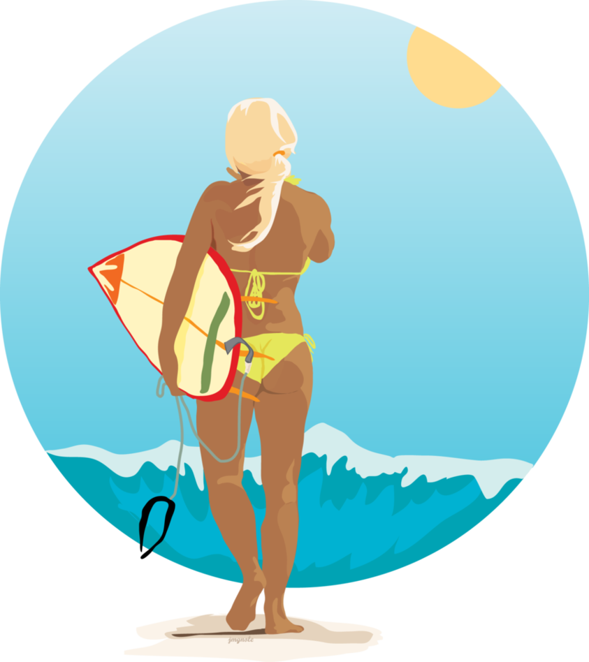surfing clipart surfer girl