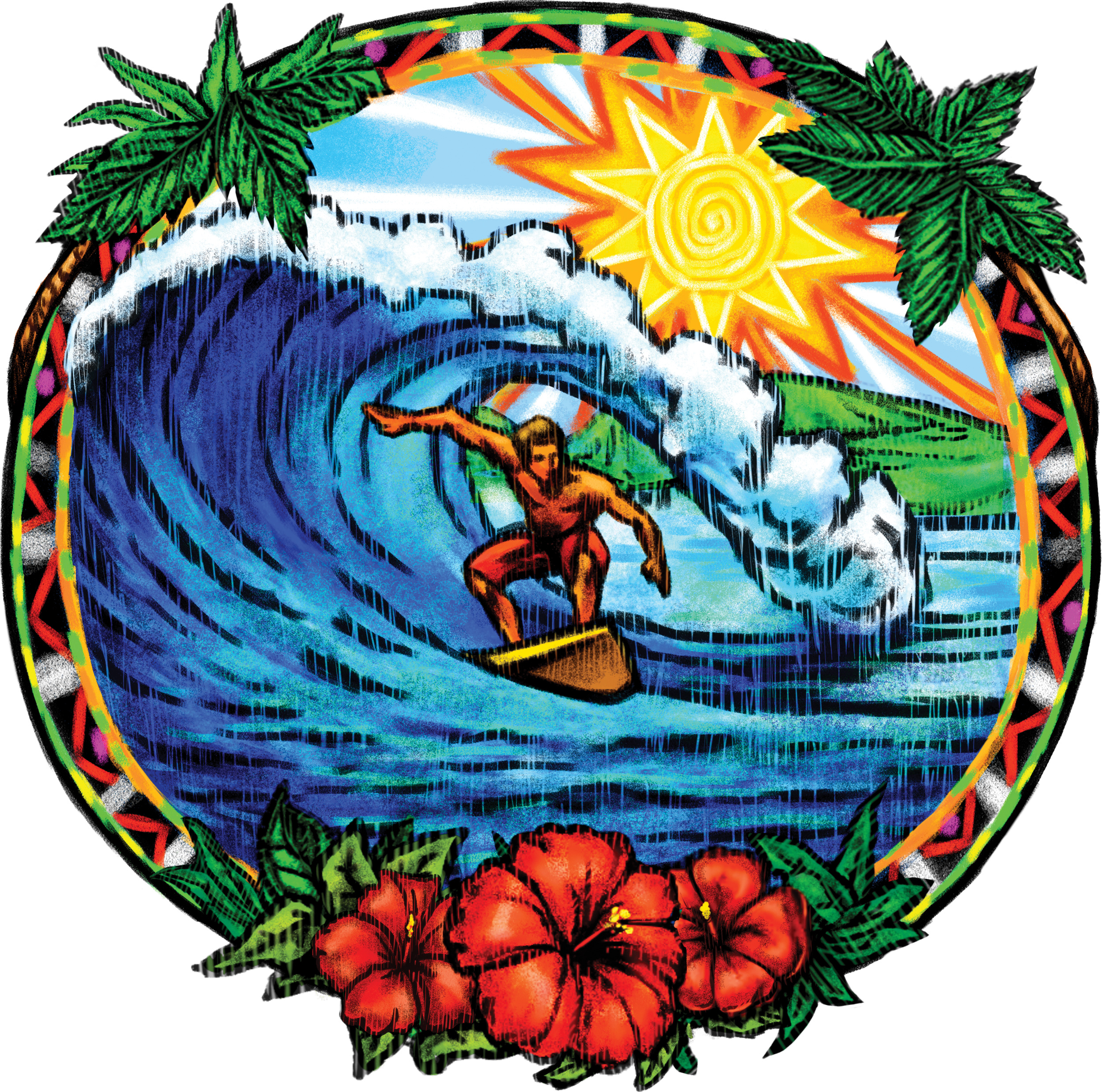 surfing clipart tropics