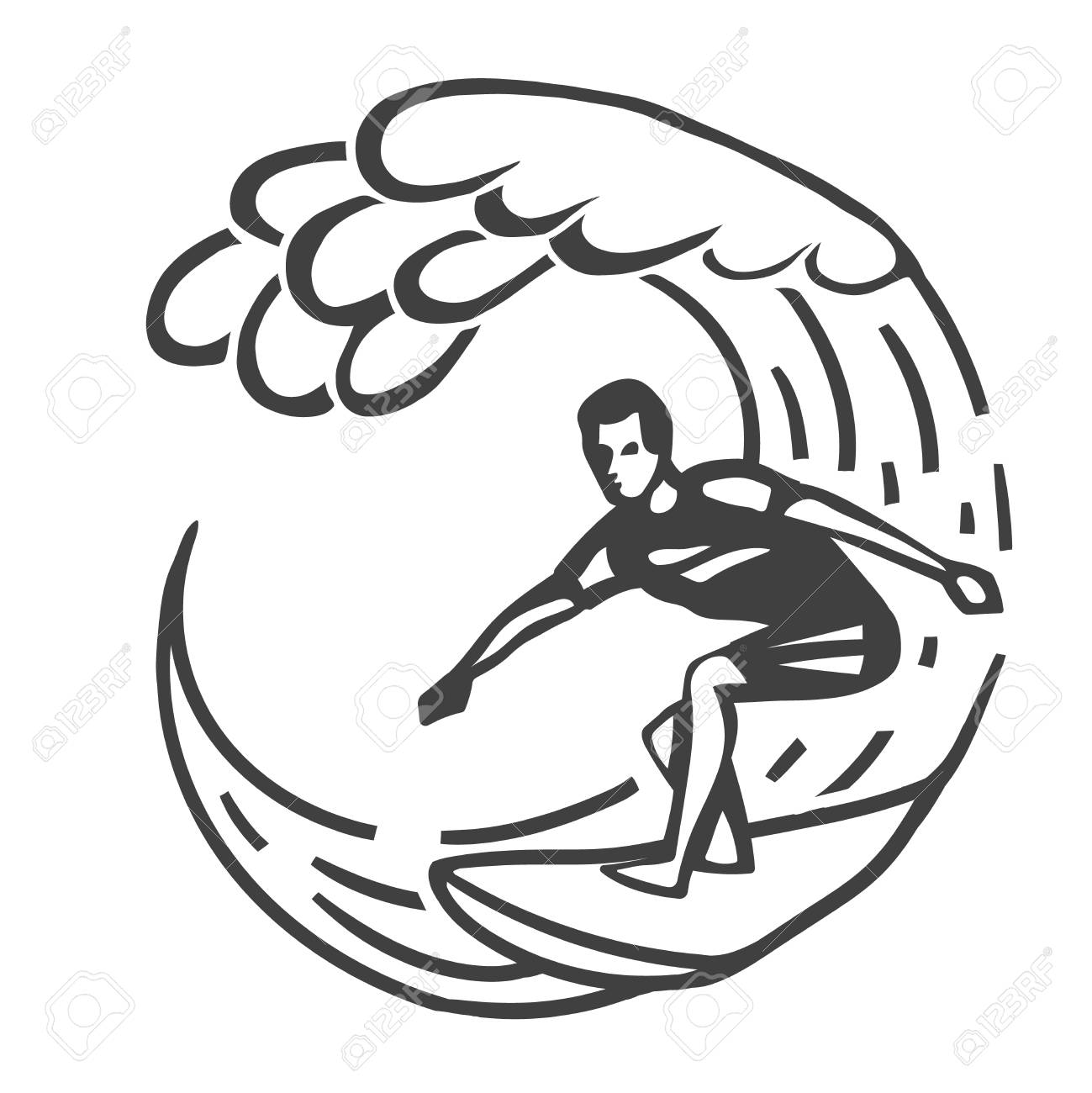 surfing clipart wave outline