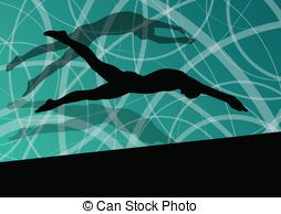 swimmer clipart abstract