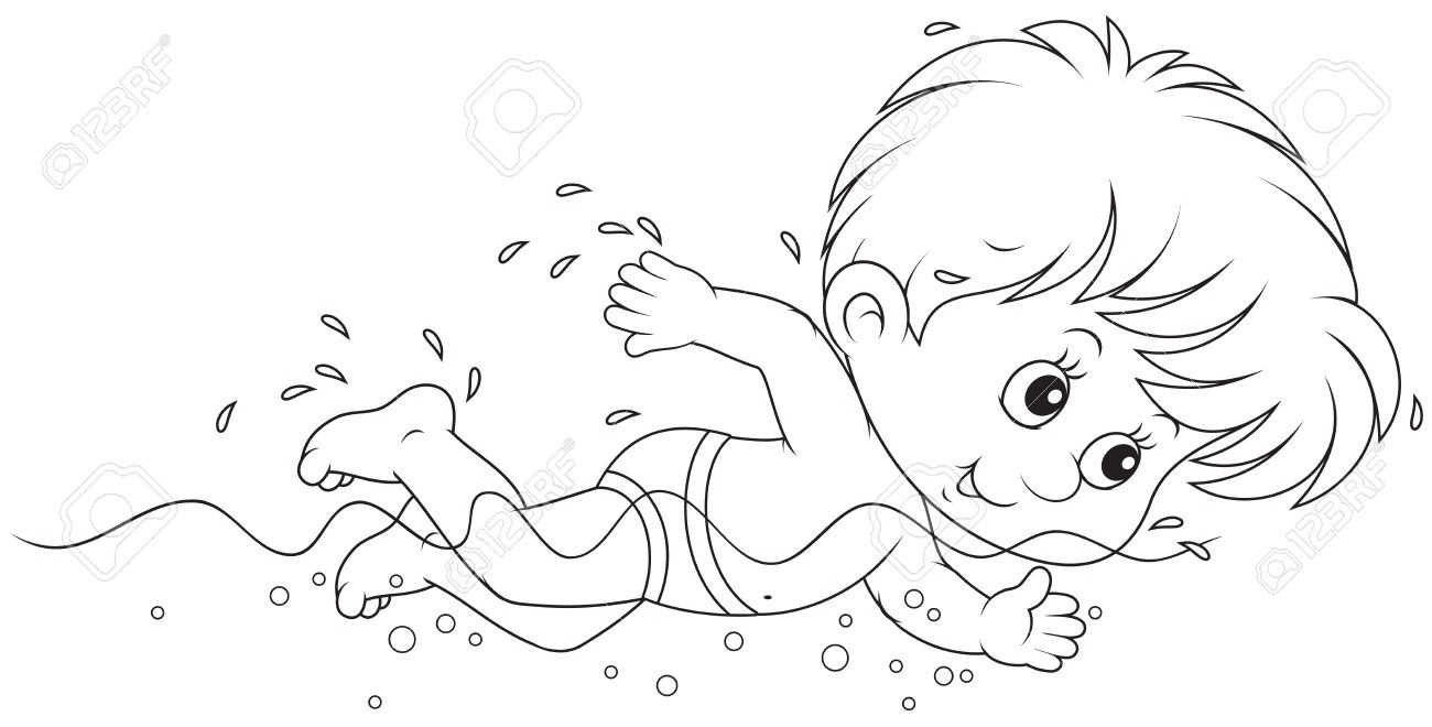 swimmer clipart black and white
