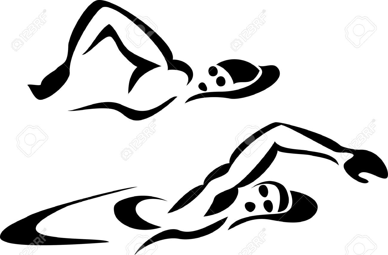 swimmer clipart line drawing