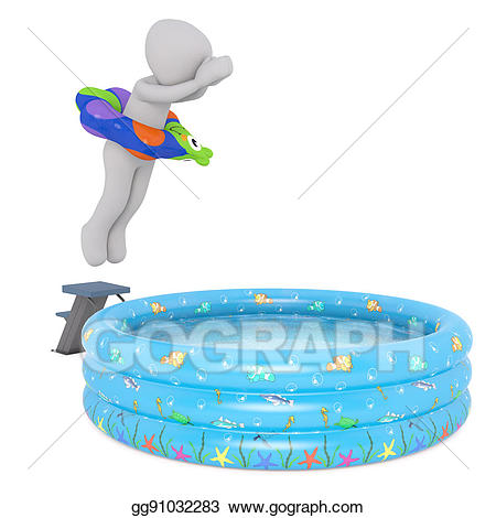 Stock illustration cartoon figure. Swimmer clipart shallow