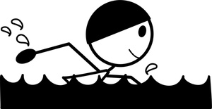 Cartoon image person swimming. Swimmer clipart stick man