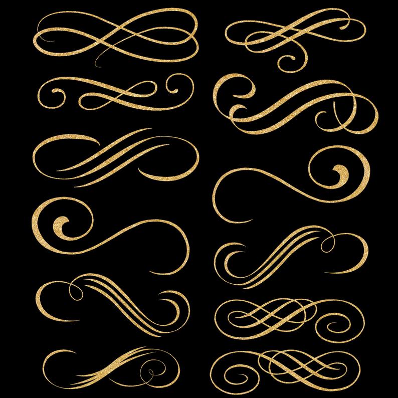 swirl clipart gold glitter