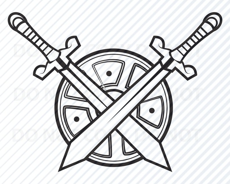 Sword clipart stencil. Swords shield svg files
