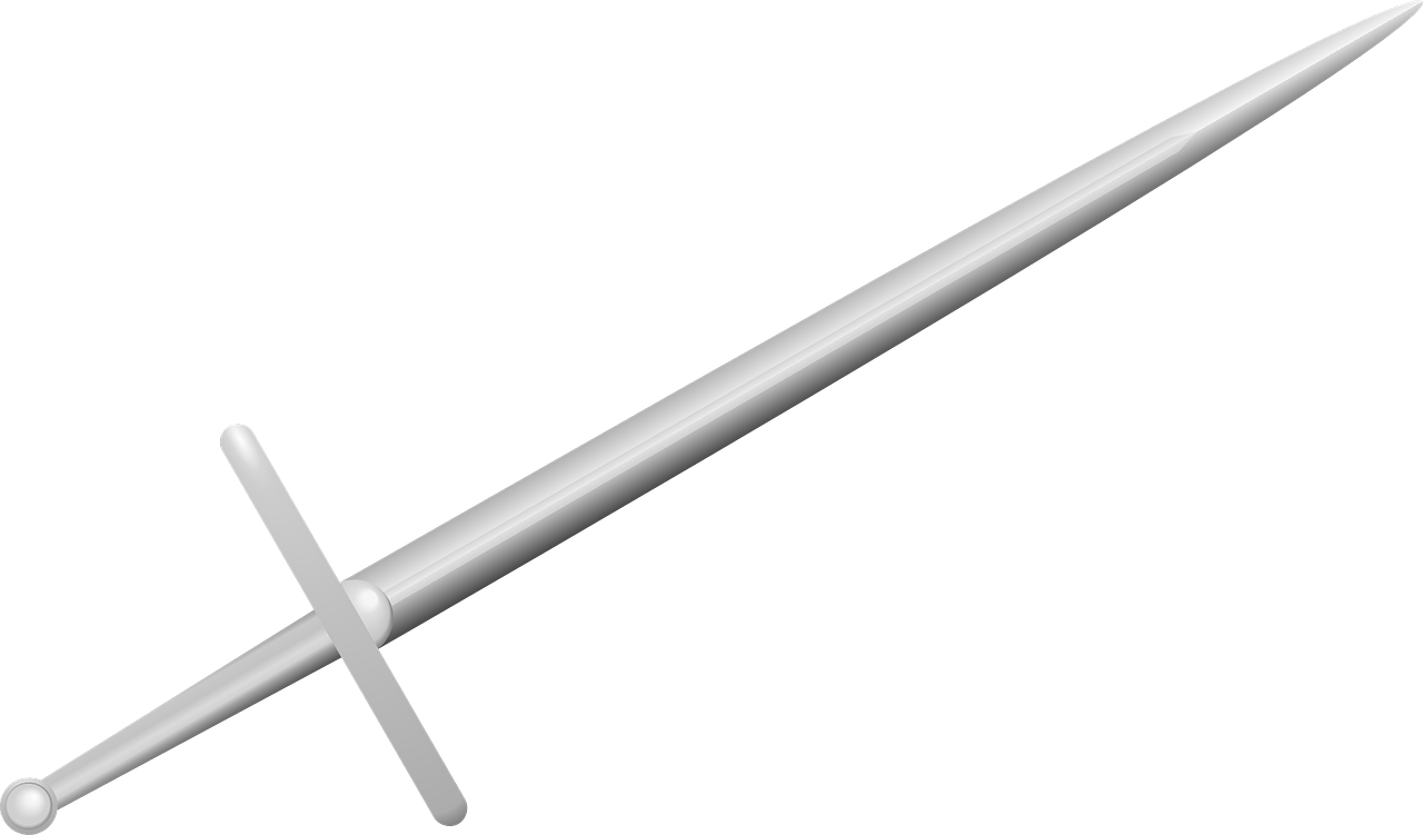 Pointed sharp medieval arms. Sword vector png