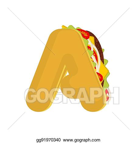 Vector art letter a. Tacos clipart fast food
