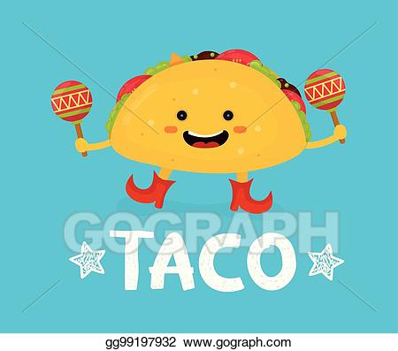 Vector illustration tasty cute. Tacos clipart maraca
